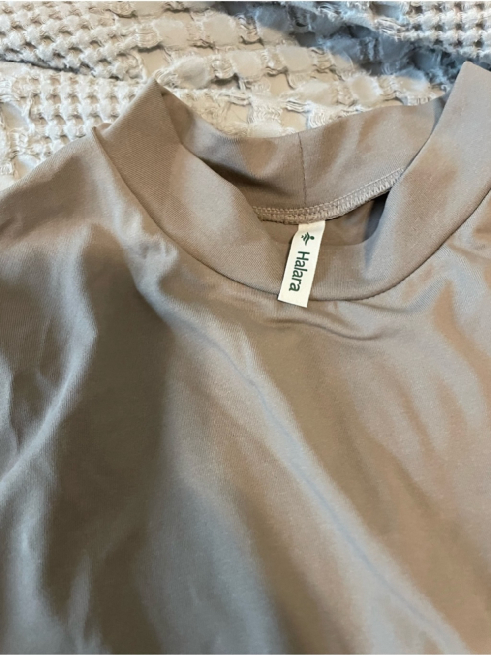 Halara sleek Long Sleeve Taupe A-Line Dress everyday wear athleisure loungewear - Picture 2 of 5